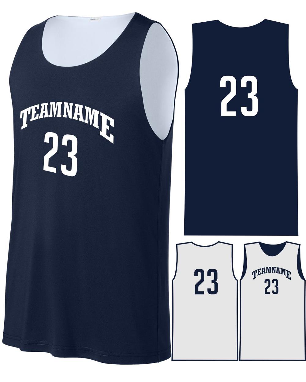Sport-TEK Youth Posicharge Competitor Reversible Custom Basketball Jersey, color: True Navy/White
