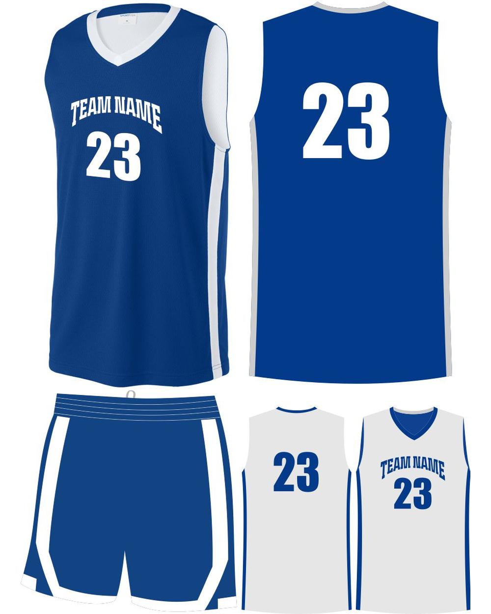 Sport-TEK Youth Rival Reversible Custom Basketball Uniform, color: True Royal/White