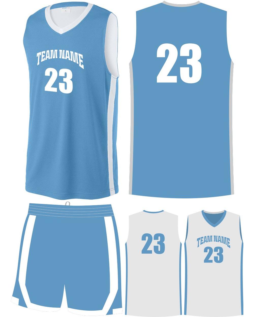 Sport-TEK Rival Reversible Custom Basketball Uniform, color: Carolina Blue/White